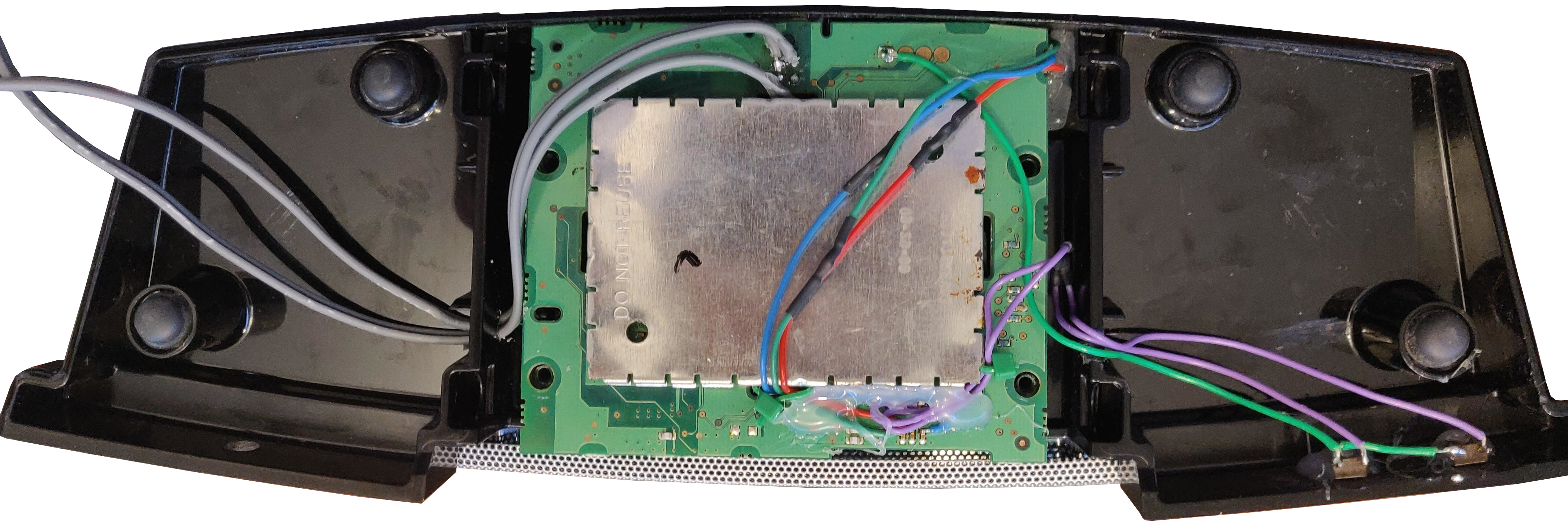 Nearly finished here - Audio Jack and Volume Buttons mounted, just need to do the power switch (grey wires) Jack and Volume Buttons