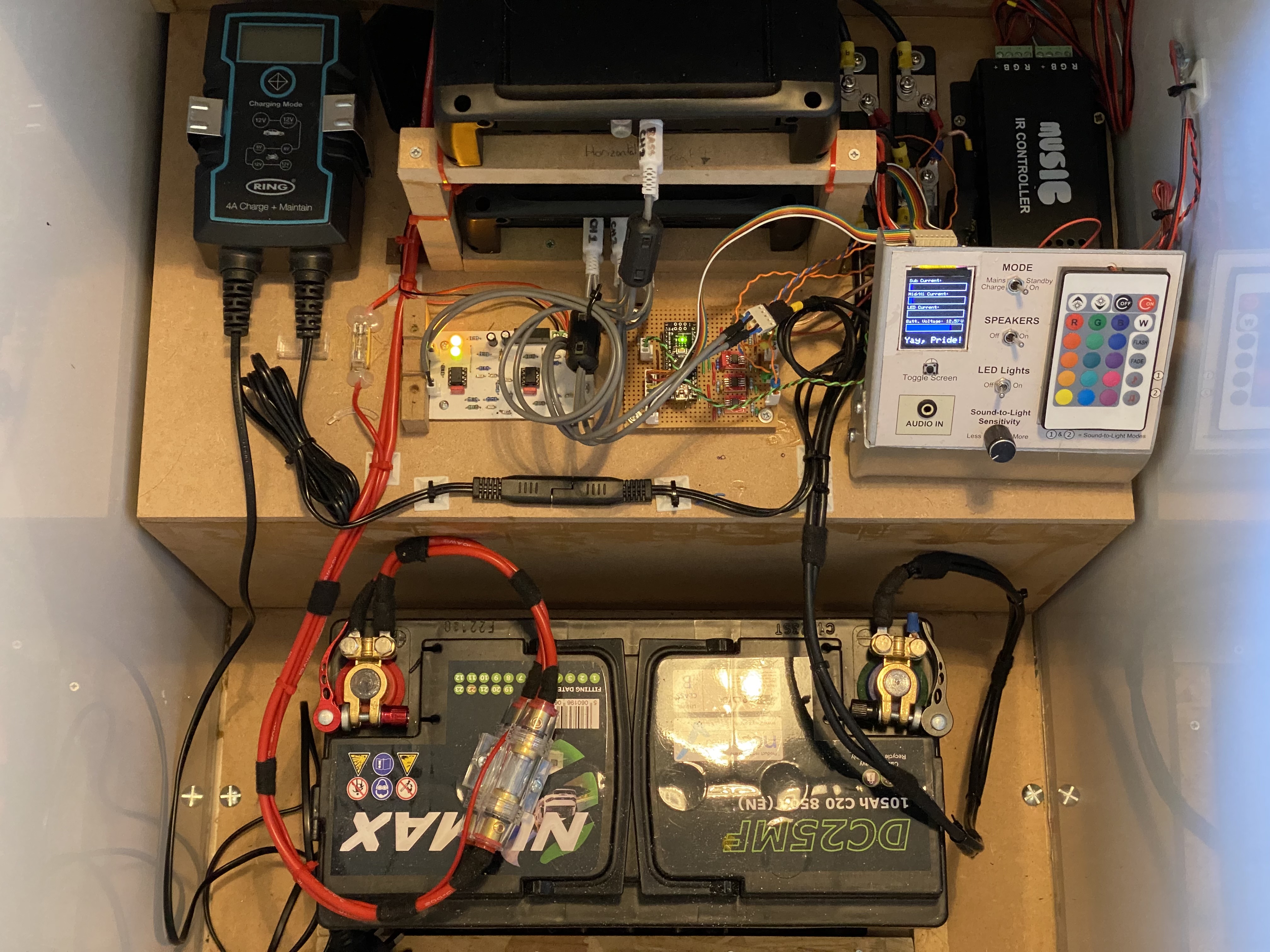 The finished internals! Well, kind of, not shown here, I put some perspex covers over the top of the PCBs to protect them. Finished Inside