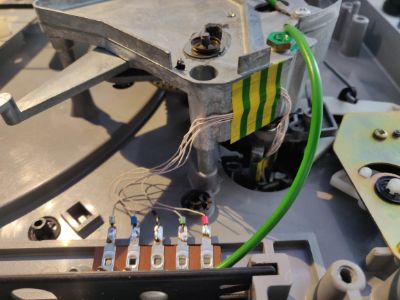 Wires rerouted and soldered in place Rerouted wires