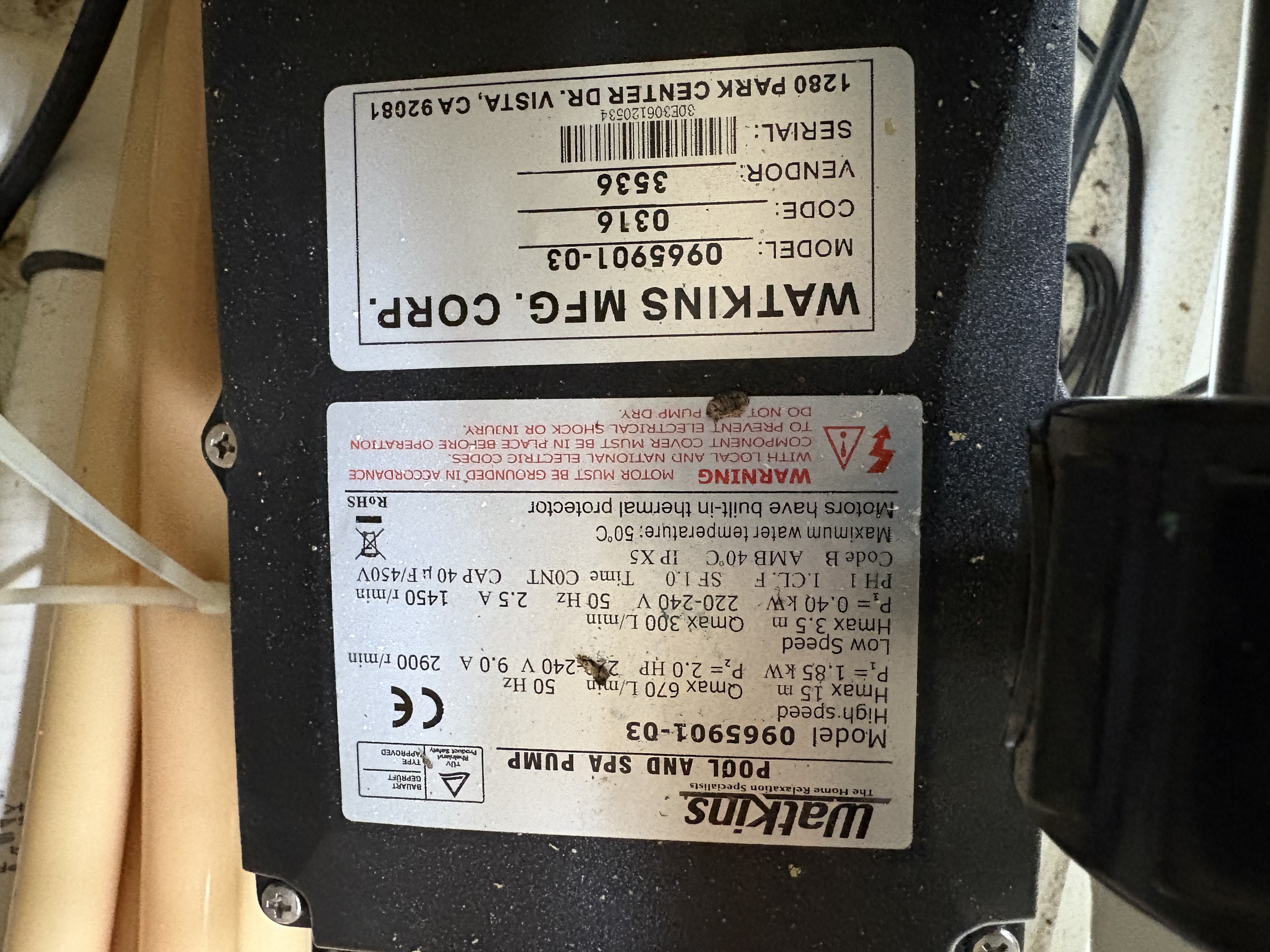 This is the information panel on the pump. Pump Information