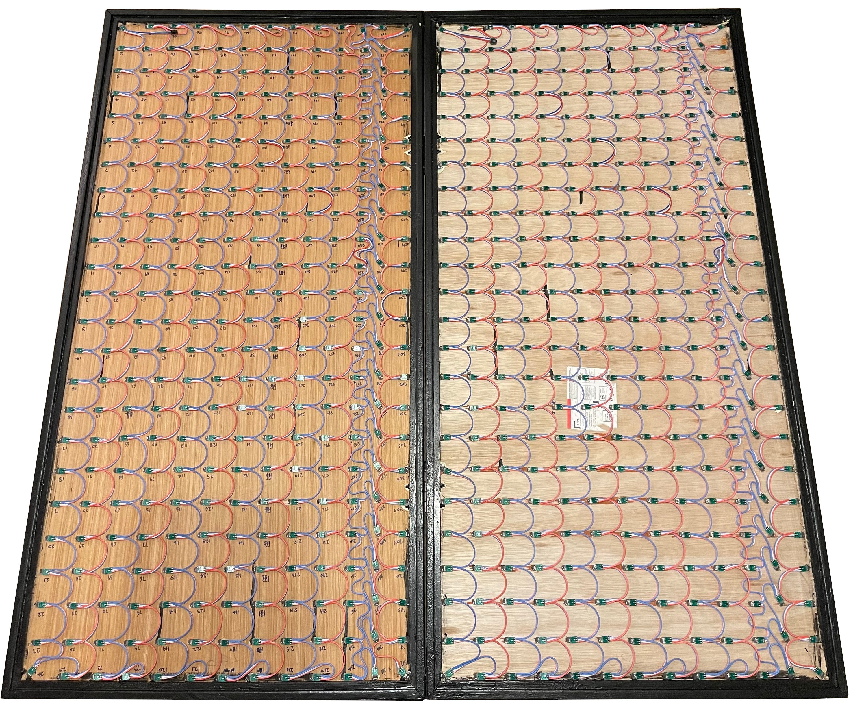 That's all 624 LEDs fitted. Glad that is over and done with. It's upside-down, by the way. LEDs Fitted